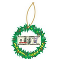 Vegas Slot Machine $100 Bill Wreath Ornament w/ Mirrored Back (3 Sq. Inch)